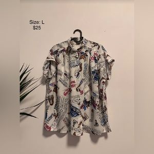 Vintage style, American print button up
